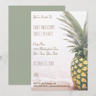 Tropische Ananas Sommer Beach Sweet 16 Geburtstag Einladung