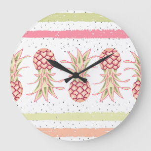 Tropische Ananas Sommer Nahtlose Print Große Wanduhr