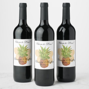 Tropische Ananas Sommerkollektion Weinetikett