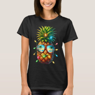Tropische Ananas-Sonnenglanz-Weihnachtslichter Xma T-Shirt