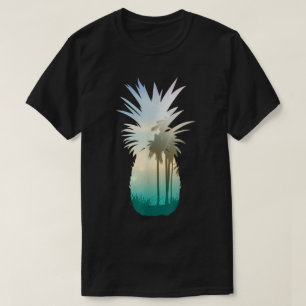 Tropische Ananas-Sonnenuntergangs-Palmenbaum-Kunst T-Shirt