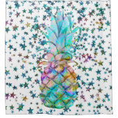 Tropische Ananas-Sterne-Farbmischung Duschvorhang (Vorderseite)