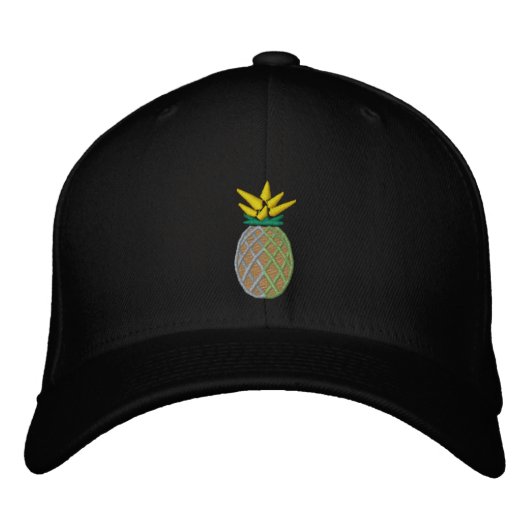 Tropische Ananas-Stickerei-Grafik an Bestickte Baseballkappe (Vorderseite)