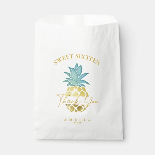 Tropische Ananas Sweet 16 Danke, ID922 Geschenktütchen (Vorderseite)