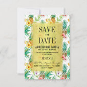 Tropische Ananas und Hibiskus Save the Date (Vorderseite)