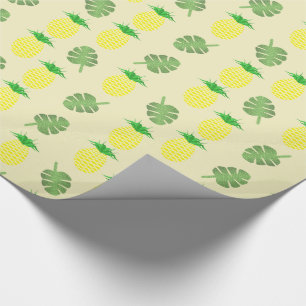 Tropische Ananas- und Palmenmuster-Blätter Geschenkpapier
