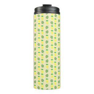 Tropische Ananas- und Palmenmuster-Blätter Thermosbecher