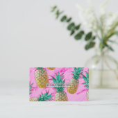 Tropische Ananas und rosa Marmor Chic Bright Visitenkarte (Stehend Vorderseite)