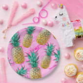 Tropische Ananas und rosa Marmor Chic Party Pappteller (Party)