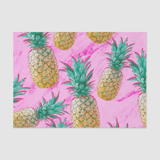 Tropische Ananas und rosa Marmor Chic Party Seidenpapier (Vorderseite)