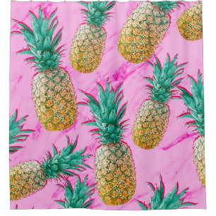 Tropische Ananas und rosa Marmor Moderne Farben Duschvorhang
