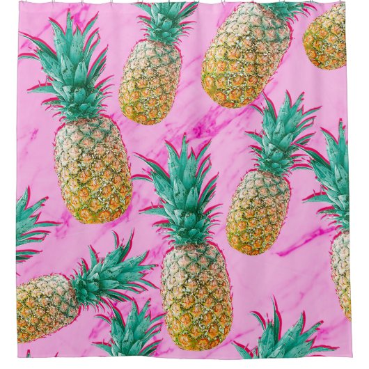 Tropische Ananas und rosa Marmor Moderne Farben Duschvorhang (Vorderseite)
