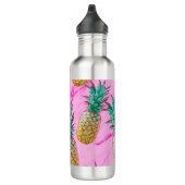 Tropische Ananas und rosa Marmor Moderne Farben Edelstahlflasche (Rechts)