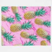 Tropische Ananas und rosa Marmor Moderne Farben Fleecedecke (Vorderseite (Horizontal))