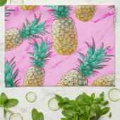 Tropische Ananas und rosa Marmor Moderne Farben Handtuch (Gefaltet)