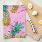 Tropische Ananas und rosa Marmor Moderne Farben Handtuch (Viertel Falte)