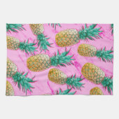 Tropische Ananas und rosa Marmor Moderne Farben Handtuch (Horizontal)