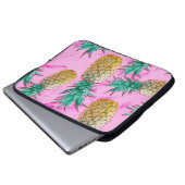Tropische Ananas und rosa Marmor Moderne Farben Laptopschutzhülle (Vorne Knopf)