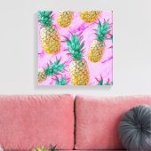 Tropische Ananas und rosa Marmor Moderne Farben Leinwanddruck (Insitu (Wohnzimmer))