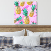 Tropische Ananas und rosa Marmor Moderne Farben Leinwanddruck (Insitu (Schlafzimmer))