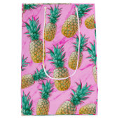 Tropische Ananas und rosa Marmor Moderne Farben Mittlere Geschenktüte (Rückseite)