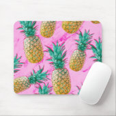 Tropische Ananas und rosa Marmor Moderne Farben Mousepad (Mit Mouse)