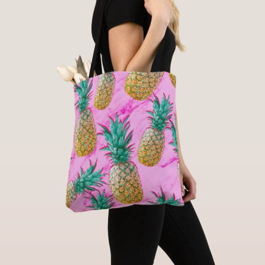 Tropische Ananas und rosa Marmor Moderne Farben Tasche (Von Nahem)