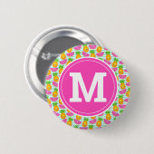 Tropische Ananas und Wassermelone Monogramm Button (Vorne & Hinten)