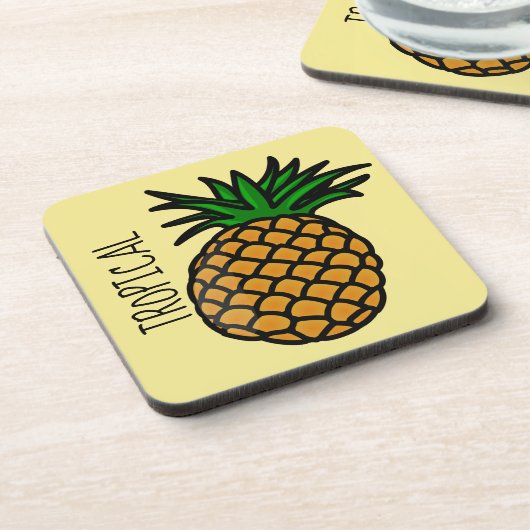 Tropische Ananas Untersetzer aus Kunststoff mit Ko (Linke Seite)