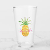 Tropische Ananas Wasserfarbe Personalisiert Glas (Vorderseite)