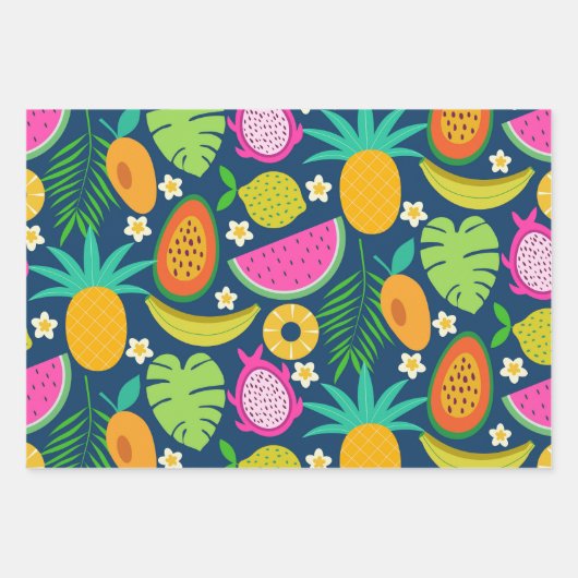 Tropische Ananas Wassermelone Banana Früchte Geschenkpapier Set (Vorderseite 3)