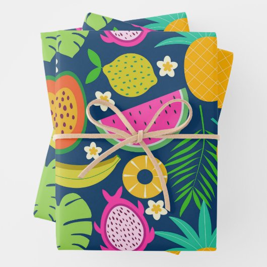 Tropische Ananas Wassermelone Banana Früchte Geschenkpapier Set (Beispiel)
