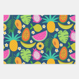 Tropische Ananas Wassermelone Banana Früchte Geschenkpapier Set