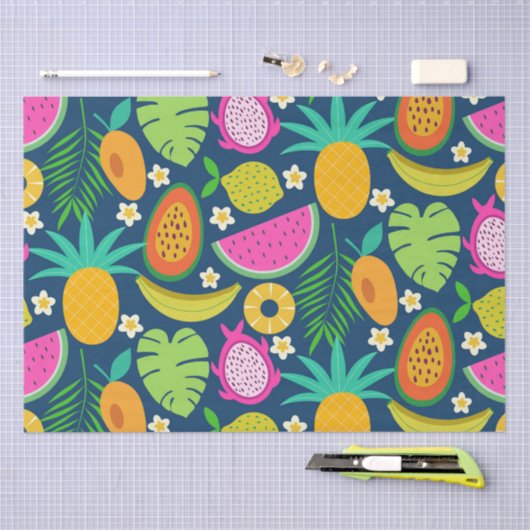Tropische Ananas Wassermelone Banana Früchte Seidenpapier (Handwerk)