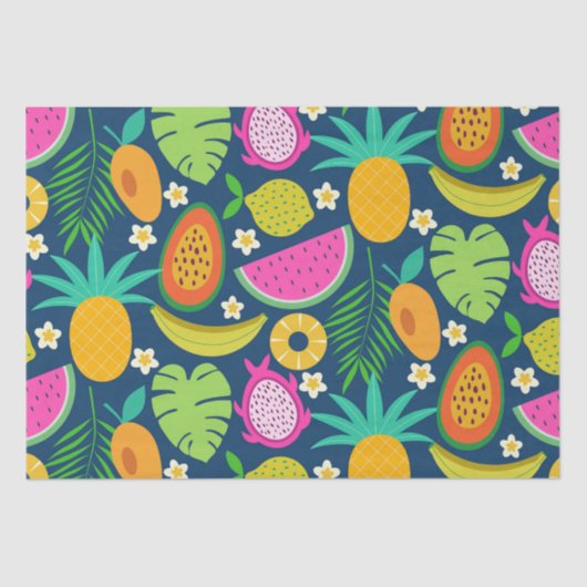 Tropische Ananas Wassermelone Banana Früchte Seidenpapier (Vorderseite)