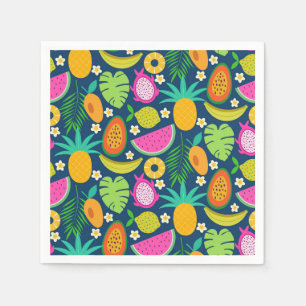 Tropische Ananas Wassermelone Banana Früchte Serviette