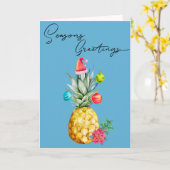 Tropische Ananas Weihnachtsfeiertage Frohe Festtag Karte (Gelbe Blume)