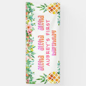 Tropische Ananas zum ersten Geburtstag Banner (Vertikal)