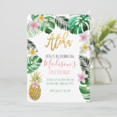 Tropische Ananas zum Geburtstag Einladung (Stehend Vorderseite)