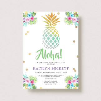 Tropische Ananas zum Geburtstag Luau Einladung