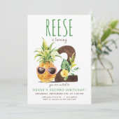 Tropische Ananas zum zweiten Geburtstag Einladung (Stehend Vorderseite)