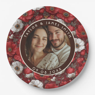 Tropische Anemonen betonen sommerliche Hochzeit Pappteller