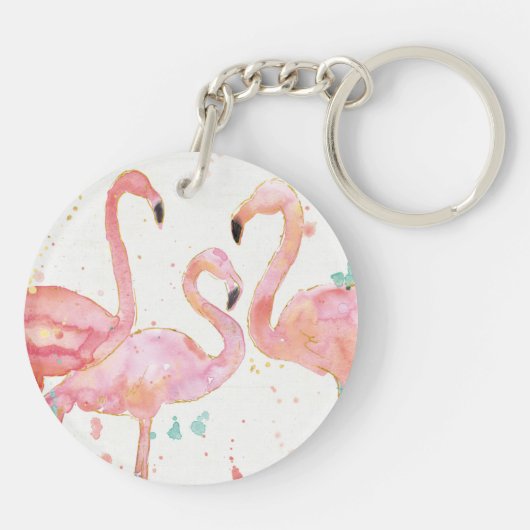 Tropische | Ansammlung der Flamingos Schlüsselanhänger (Rückseite)