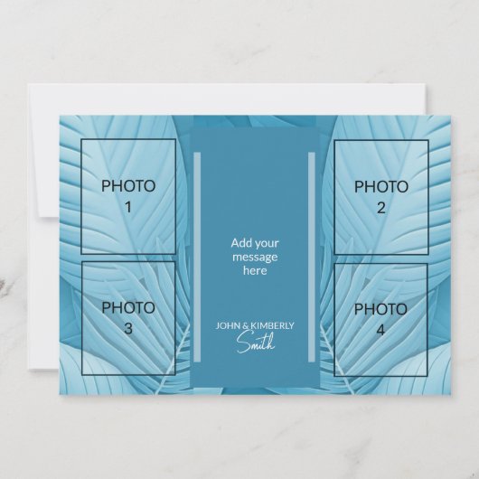 Tropische Aquamarine Hochzeit 4 Fotos Wohnung Dank Dankeskarte (Rückseite)