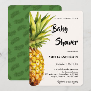 Tropische Aquarell-Ananas-Baby-Party Einladung