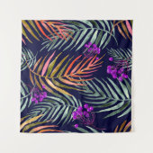 Tropische Aquarell-Blätter, abstrakter Splash. Wandteppich (Vorderseite (Horizontal))