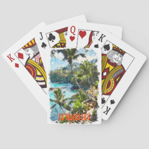 Tropische Aquarell-Seychellen-Insel-Malerei Spielkarten