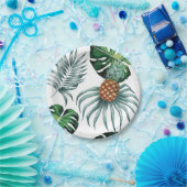 Tropische Aquarellananasmalerei auf Weiß Pappteller (Party)
