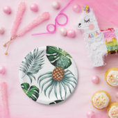 Tropische Aquarellananasmalerei auf Weiß Pappteller (Party)