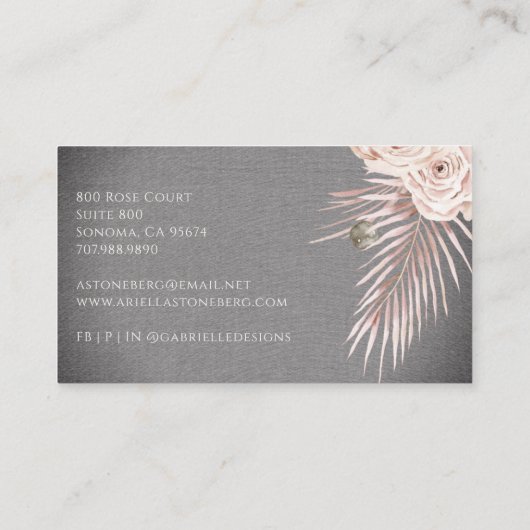 Tropische Aquarellblüten - Innenarchitekten Visitenkarte (Rückseite)